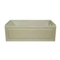 Linear 5 ft. Right Drain Heated Soaking Tub in Biscuit