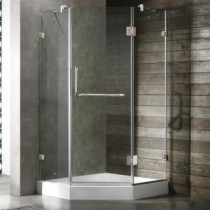 Piedmont 38.125 in. x 78.75 in. Frameless Neo-Angle Shower Enclosure in Chrome with Clear Glass with Base in White