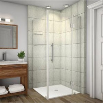 Avalux GS 35 in. x 34 in. x 72 in. Completely Frameless Shower Enclosure with Glass Shelves in Stainless Steel