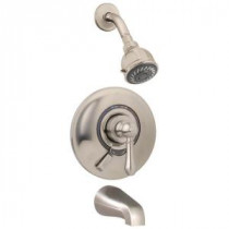 Allura 1-Handle 3-Spray Tub and Shower Faucet with Integral Stops in Satin Nickel