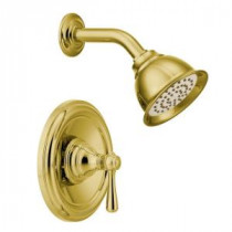 Kingsley Posi-Temp Single-Handle 1-Spray Shower Faucet Trim Kit in Polished Brass (Valve Sold Separately)