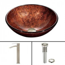 Glass Vessel Sink in Mahogany Moon and Duris Faucet Set in Brushed Nickel