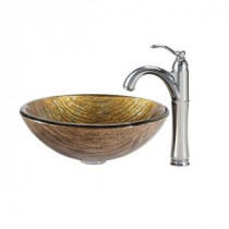 Terra Glass Vessel Sink in Multicolor and Riviera Faucet in Chrome
