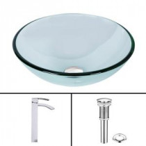 Glass Vessel Sink in Crystalline and Duris Vessel Faucet Set in Chrome