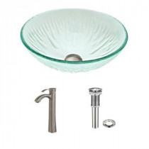 Glass Vessel Sink in Icicles with Otis Faucet Set in Brushed Nickel