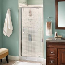 Silverton 36 in. x 66 in. Semi-Frameless Pivot Shower Door in Chrome with Mozaic Glass
