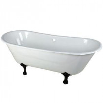 5.6 ft. Cast Iron Oil Rubbed Bronze Claw Foot Double Slipper Tub in White