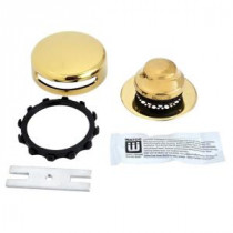 Universal NuFit Foot Actuated Bathtub Stopper with Grid Strainer, Innovator Overflow and Silicone, Polished Brass