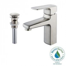 Virtus Single Hole Single-Handle Low-Arc Bathroom Faucet and Pop-Up Drain with Overflow in Brushed Nickel
