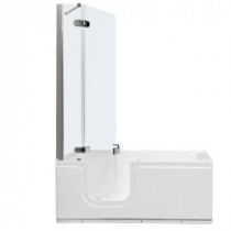 Aquarite Deluxe 4.92 ft. Universal Walk-In Bathtub with Air Jets and Clear Tempered Glass Shower Left Drain in White