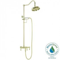 ETS10 Wall-Mount Exposed Hand Shower and Shower Head Combo Kit in Polished Brass