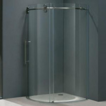Sanibel 40.625 in. x 40.625 in. x 74.625 in. Frameless Bypass Shower Enclosure in Stainless Steel and Clear Glass
