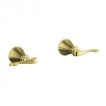 Revival 2-Handle Wall-Mount Valve Trim Kit in Vibrant Polished Brass with Scroll Lever Handles