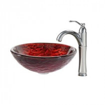 Nix Glass Vessel Sink in Multicolor and Riviera Faucet in Chrome