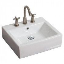 20-in. W x 18-in. D Above Counter Rectangle Vessel Sink In White Color For 8-in. o.c. Faucet