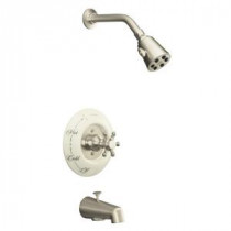 Antique 1-Handle Tub and Shower Faucet Trim Kit in Vibrant Brushed Nickel (Valve Not Included)