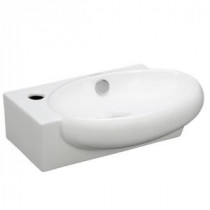 Wall-Mounted Oval Right-Facing Bathroom Sink in White
