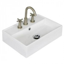 20-in. W x 14-in. D Wall Mount Rectangle Vessel Sink In White Color For 8-in. o.c. Faucet