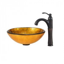 Orion Glass Vessel Sink and Riviera Faucet in Oil Rubbed Bronze