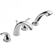 Classic 2-Handle Deck-Mount Roman Tub Faucet with Hand Shower Trim Kit Only in Chrome (Valve Not Included)