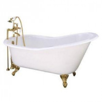 5 ft. Cast Iron Slipper Tub with Polished Brass Handshower Faucet