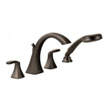 Voss 2-Handle High-Arc Roman Tub Faucet Trim Kit with Hand Shower in Oil Rubbed Bronze (Valve Sold Separately)