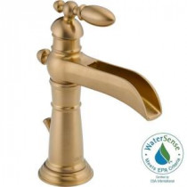 Victorian Single Hole Single-Handle Open Channel Spout Bathroom Faucet in Champagne Bronze