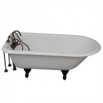 5 ft. Cast Iron Ball and Claw Feet Roll Top Tub in White with Oil Rubbed Bronze Accessories