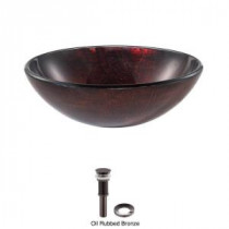 Saturn Glass Vessel Sink with Pop up Drain and Mounting Ring in Oil Rubbed Bronze
