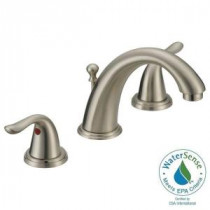Impression Collection 8 in. Widespread 2-Handle Contemporary Flair Bathroom Faucet in Brushed Nickel with Brass Pop-Up