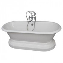 5.6 ft. Cast Iron Double Roll Top Tub in White with Polished Chrome Accessories