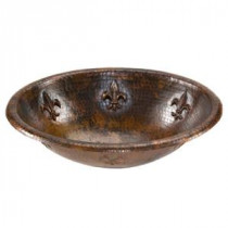 Self-Rimming Oval Fleur-De-Lis Hammered Copper Bathroom Sink in Oil Rubbed Bronze