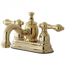 Victorian 4 in. Centerset 2-Handle Mid-Arc Bathroom Faucet in Polished Brass