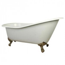 5 ft. Cast Iron Satin Nickel Claw Foot Slipper Tub with 7 in. Deck Holes in White