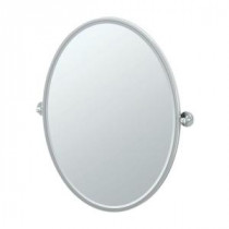 Cafe 28.75 in. x 33 in. Framed Single Large Oval Mirror in Chrome