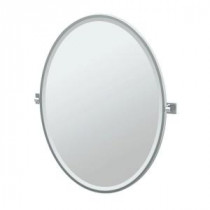 Elevate 28.25 in. x 33 in. Framed Single Large Oval Mirror in Chrome