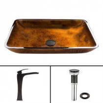 Glass Vessel Sink in Russet and Blackstonian Faucet Set in Antique Rubbed Bronze