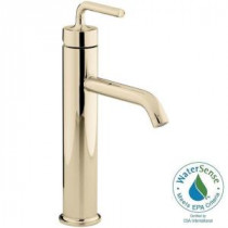 Purist Tall Single Hole Single Handle Low-Arc Bathroom Faucet with Straight Lever Handle in Vibrant French Gold