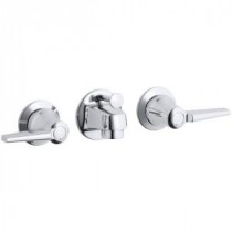 Triton Shelf-Back 2-Handle Wall Mount Bathroom Faucet with Pop-Up Drain and Lever Handles in Polished Chrome