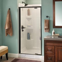 Silverton 36 in. x 66 in. Framed Pivot Shower Door in Bronze with Pyramid Glass