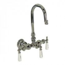 Porcelain Lever 2-Handle Claw Foot Tub Faucet with Diverter in Chrome