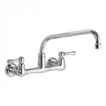 Heritage 8 in. Wall Mount 2-Handle Low-Arc Bathroom Faucet in Chrome