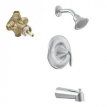 Eva 1-Handle Posi-Temp Tub and Shower Faucet Trim Kit in Chrome - Valve Included