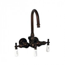 Porcelain Lever 3-Handle Claw Foot Tub Faucet with Diverter in Oil Rubbed Bronze