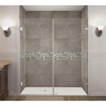 Nautis GS 71 in. x 72 in. Completely Frameless Hinged Shower Door with Glass Shelves in Stainless Steel