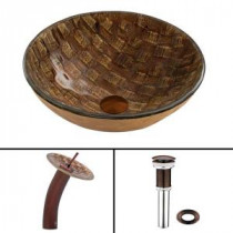Glass Vessel Sink in Playa with Waterfall Faucet Set in Oil Rubbed Bronze