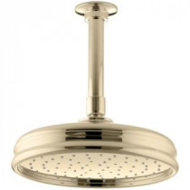1-Spray 8 in. Traditional Round Rain Showerhead with Katalyst Spray Technology in Vibrant French Gold