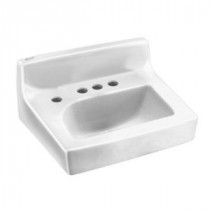 Penlyn Wall Hung Bathroom Sink in White with 4 in. Faucet Holes