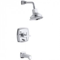 Margaux Bath and Shower Faucet Trim with Cross Handle in Polished Chrome (Valve not included)