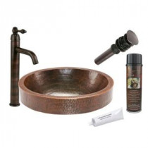 All-in-One Oval Skirted Vessel Hammered Copper Bathroom Sink in Oil Rubbed Bronze